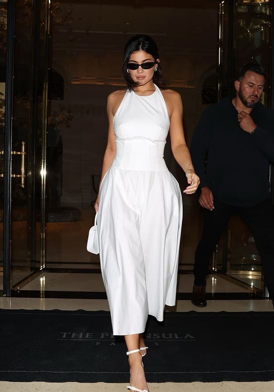 Kylie Jenner Alaia white dress paris