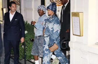 Rihanna and A$AP Rocky Twins In Matching Outfits At Louis Vuitton Paris Fashion Week