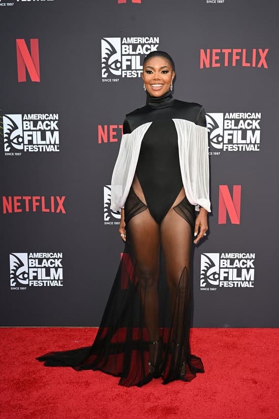 Gabrielle Union Wears A Sheer Bodysuit Gown To Attend The Screening Of Her Her Netflix Movie "The Perfect Find" At The American Black Film Festival