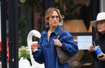 Jennifer Lopez Wears A Valentino Denim Dress With The Highest Slits