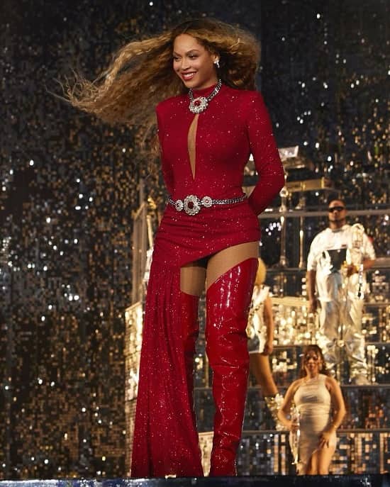 Beyonce David Doma red dress, Nashville Renaissance tour - Fashion Police Nigeria