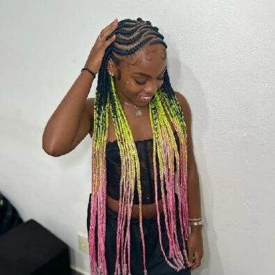 African woman wearing glitter braids - Fashion Police Nigeria