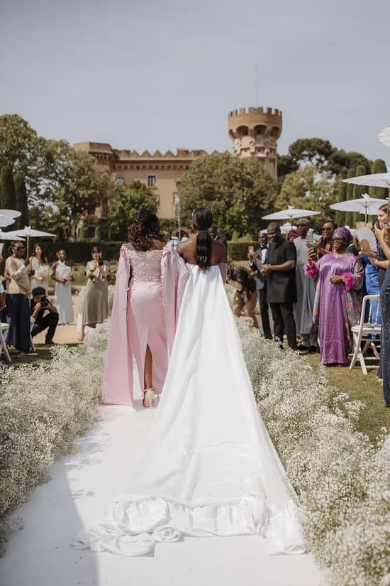 Kevwe Barcelona castle wedding bride wedding dress train - Fashion Police Nigeria 
