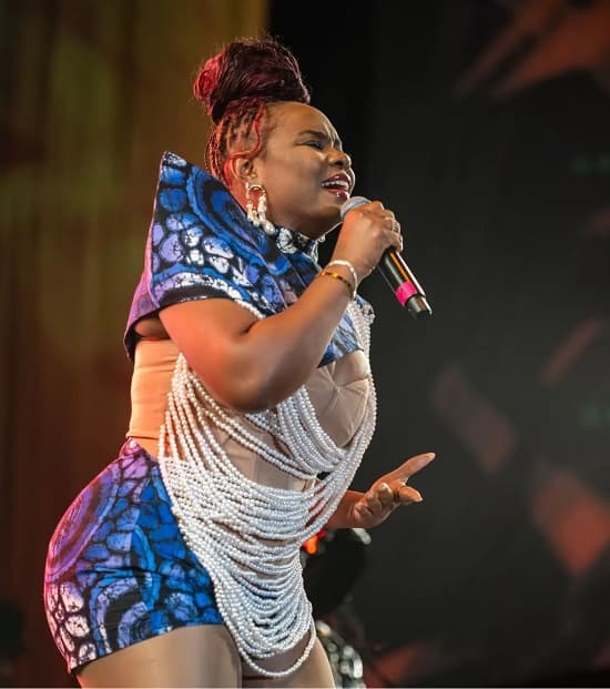 Yemi Alade African prints dress at African Barbie Tour Germany - Fashion Police Nigeria