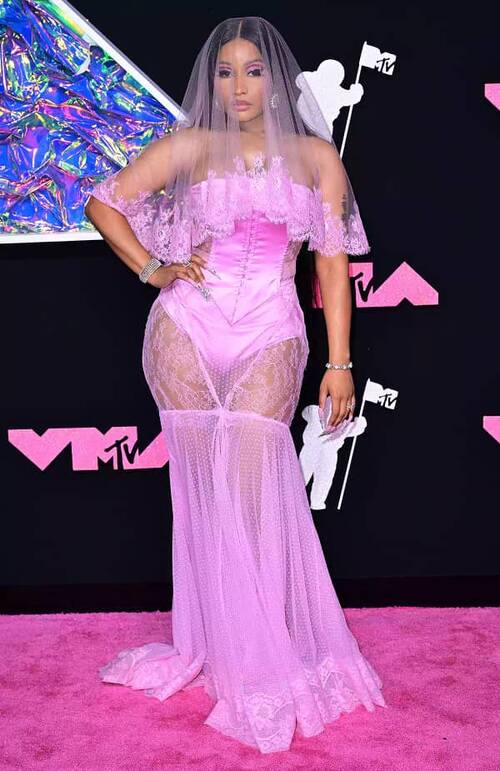 Nicki Minaj MTV VMAs 2023 Barbie-inspired wedding gown photo 