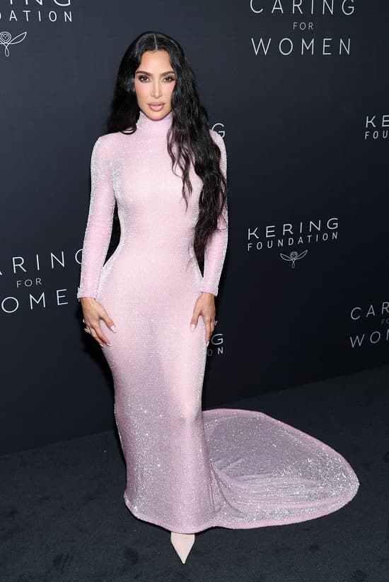 kim Kardashian Balenciaga knitted pale pink dress photo, the Kering Foundation’s Caring for Women dinner in New York City - Fashion Police Nigeria 