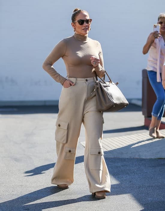 Jennifer Lopez turtleneck top in camel outfit photo - Fashion Police Nigeria