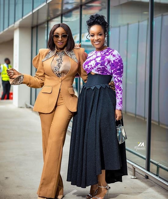 Ini Edo and Joselyn Dumas photo during Ibom Air launch in Ghana, October 18, 2023 - Fashion Police Nigeria