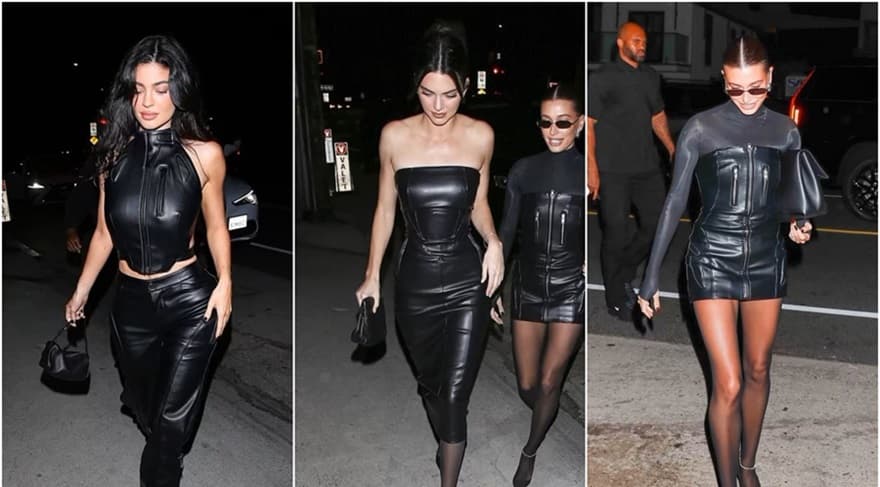 Ladies in Black: Kylie, Kendall Jenner, and Hailey Bieber Wears Leather