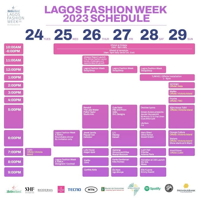 Lagos fashion week 2023 schedule - Fashion Police Nigeria