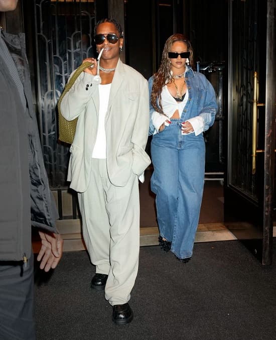 Rihanna denim-on-denim outfit look for A$AP Rocky 35th birthday outing  Fashion Police Nigeria