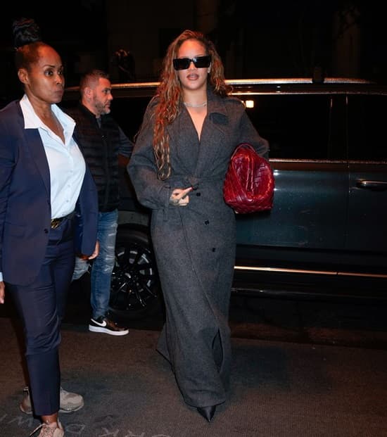 Rihanna Dries Van Noten Grey Coat in New York City - Fashion Police Nigeria