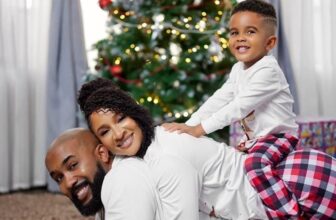 Adesua Etomi, Banky W, and their Son Christmas photoshoot - Fashion Police Nigeria