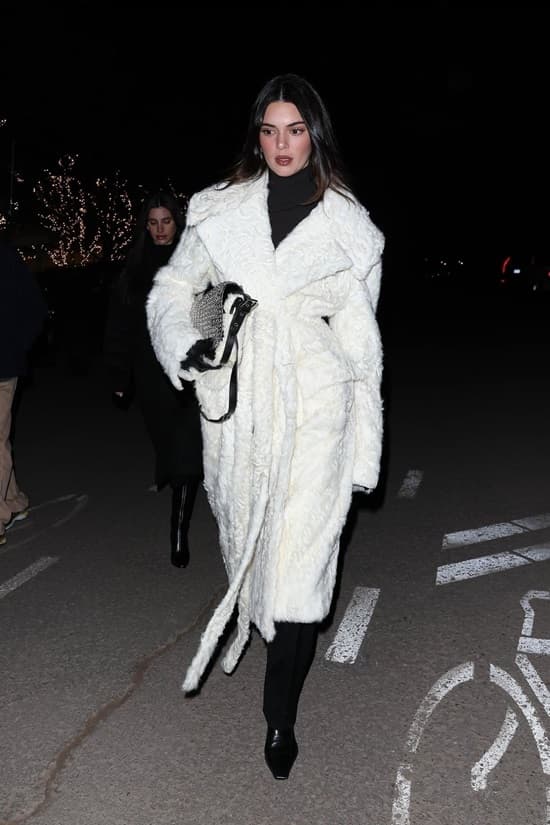 Kendall Jenner white fur coat street style photo - Fashion Police Nigeria