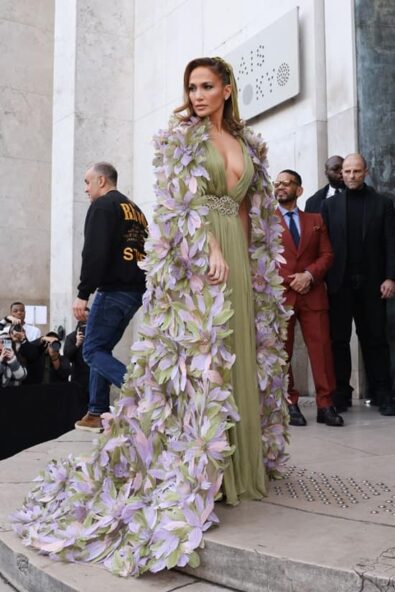 Jennifer Lopez floral cape Elie Saab Spring-Summer 2024 couture week Paris - Fashion Police Nigeria