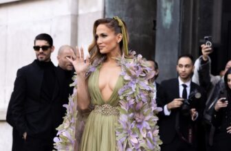 Jennifer Lopez floral cape Elie Saab Spring-Summer 2024 couture week Paris - Fashion Police Nigeria