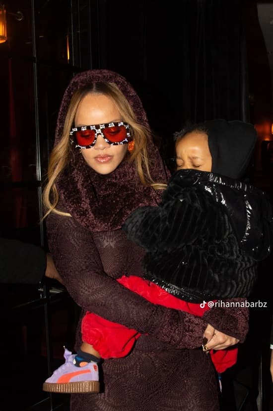 Rihanna wears a hoodie dress why carrying her son  RZA in Paris - Fashion Police Nigeria
