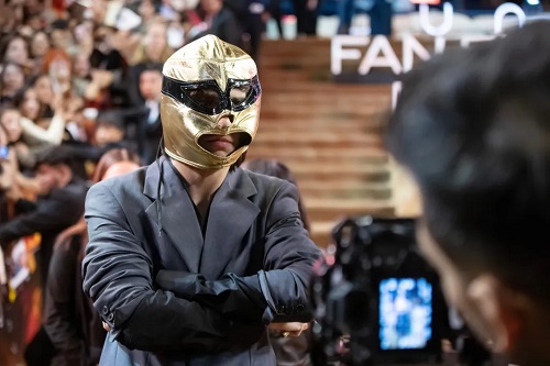 Timothy Chamlet wearing a wrestling mask at the Dune 2 movie premiere from a fan-Fashion Police Nigeria