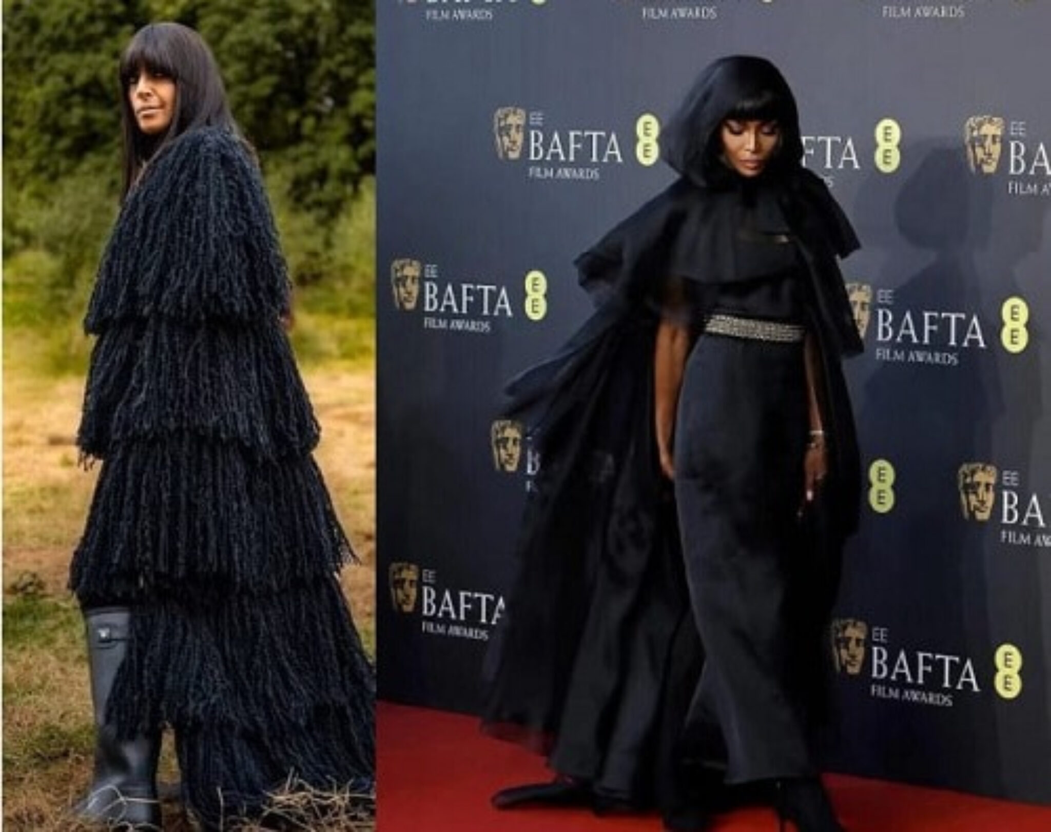 Naomi Campbell Opted For an All-Black Hooded Look and Heavy Fringe at ...