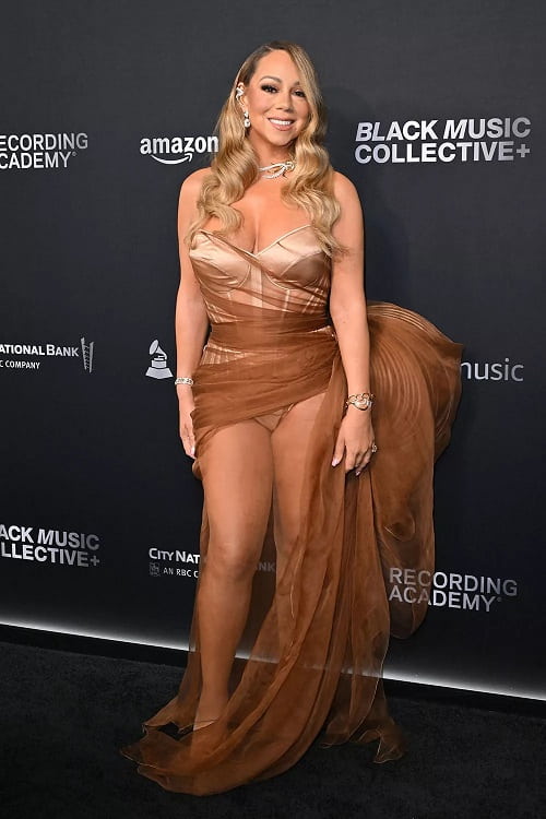 Photo of Mariah Carey wearing a leg-baring gown-Fashion Police Nigeria