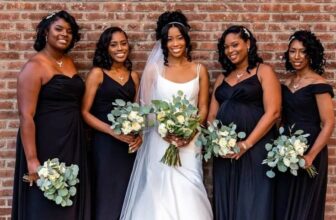Photo of bridesmaids posing for a photo with the bride at the center - Fashion Police Nigeria