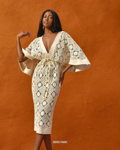 photo of model in the Andrea iyamah’s rahi crochet dress