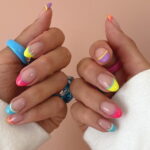 Rainbow double french manicure