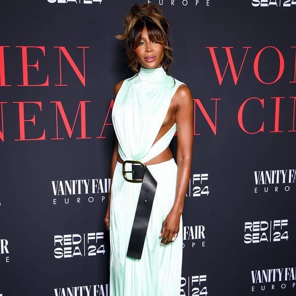 Naomi Campbell Loewe teal satin gown in Cannes Film Festival - Fashion Police Nigeria
