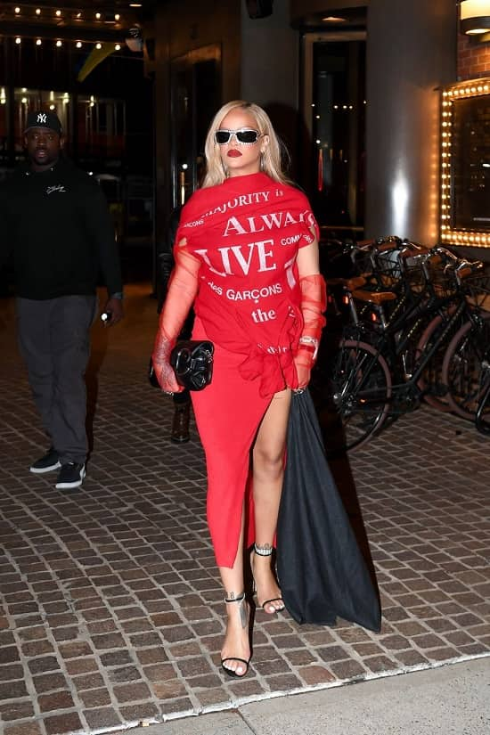 Rihanna Condes Garcons red dress Mother's day - Fashion Police Nigeria