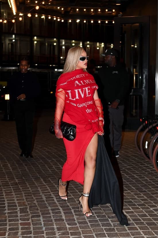 Rihanna Condes Garcons red dress Mother's day - Fashion Police Nigeria