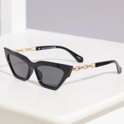 Black Chain Detail Cat Eye Sunglasses