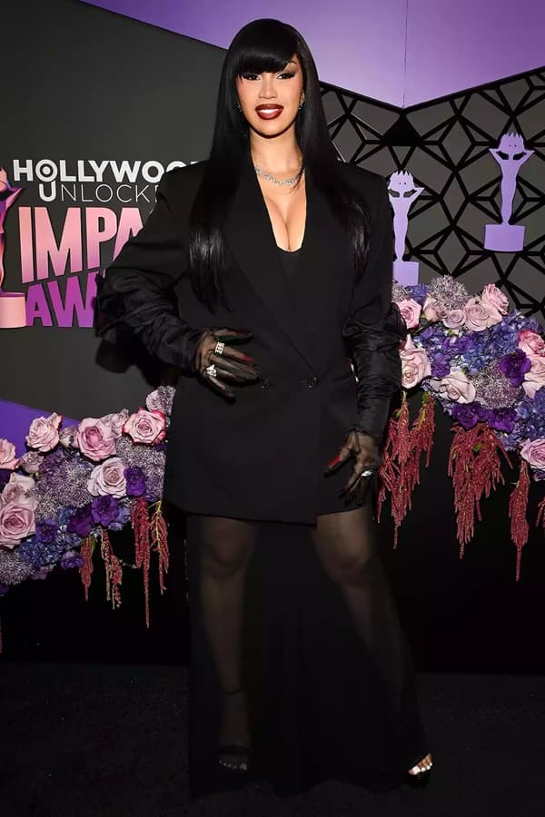 Cardi B oversized blazer at the Hollywood Unlocked Impact Awards - Fashion Police Nigeria