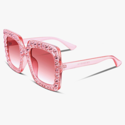 FEISEDY Women Sparkling Crystal Sunglasses