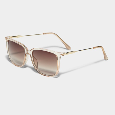 Metallic-temple rounded sunglasses