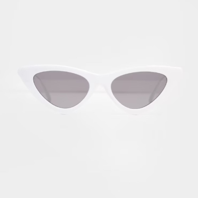 White Matt Edged Frame Cat Eye Sunglasses