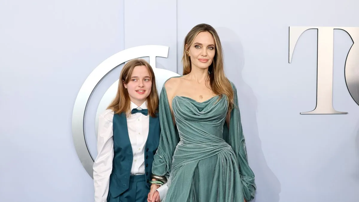 Angelina Jolie teal velvet gown at the 2024 Tony Awards - Fashion Police Nigeria