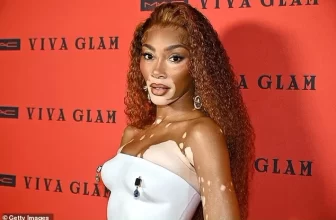 Winnie Harlow mini skirt photo at the Viva glam Billion Dollar ball red carpet - Fashion Police Nigeria