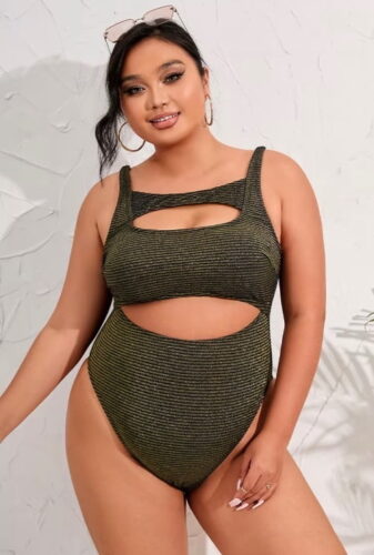 Love Los Angeles Ribbed Cutout Plus Size Swimsuit