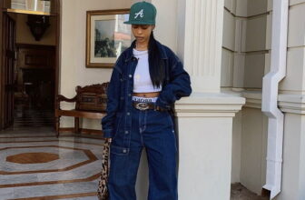 Photo of a lady wearing a double denim jean outfit