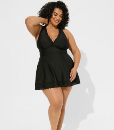 Torrid Lace-Trimmed Swim Dress