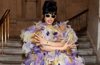 Cardi B flora dress at Marc Jacobs fashion show