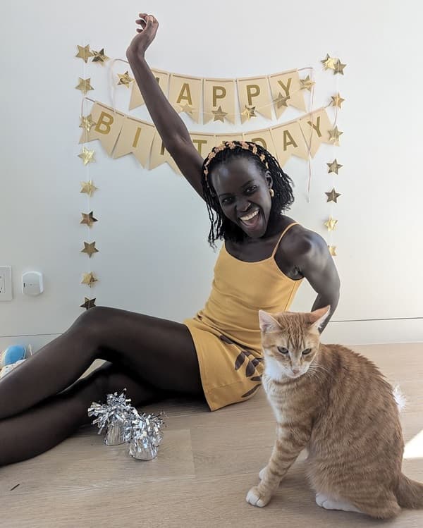 Photo of Lupita Nyong'o with her cat during the kitten's birthday celebration - Fashion Police Nigeria