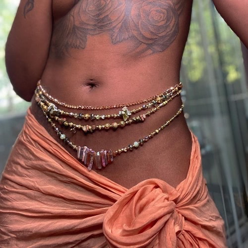 Photo of a woman wearing colorful waist beads - Fashion Police Nigeria