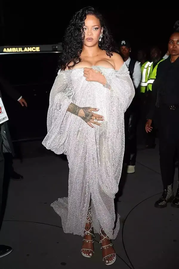 Rihanna crystal mesh dress Alaia New York Fashion Week show - Fashion Police Nigeria