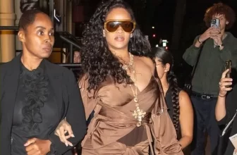 Rihanna brown silk dress fashion at 2024 New York Fashion Week 2024 - Fashion Police Nigeria