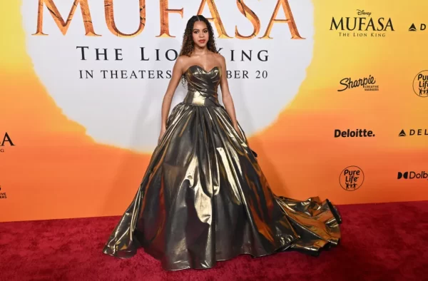 Beyoncé and Blue Ivy Coordinate in Golden Gowns at the Premiere of Mufasa: The Lion King