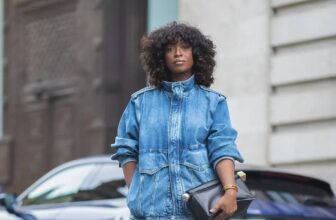 African American fashion woman wearing an oversized denim jacket trend of 2025 - Fashion Police Nigeria