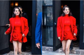 Selena Gomez Embraces Head-to-Toe Red in a Minidress, Blazer, and High Heels