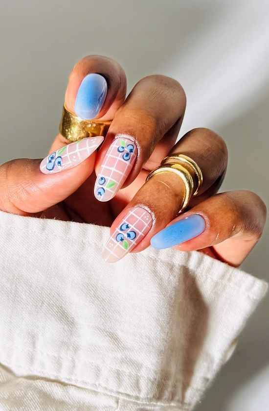 Blueberry grid fruit nails - Fashion Police Nigeria