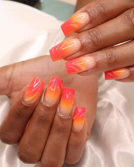 Sunset glow shell nail idea - Fashion Police Nigeria